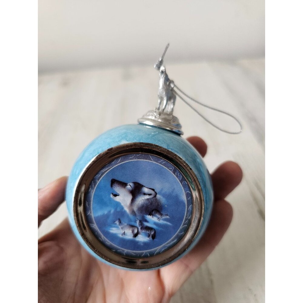 Bradford Blue brotherhood wolf ornament spirit vintage Xmas 1997 tree‎ wildlife